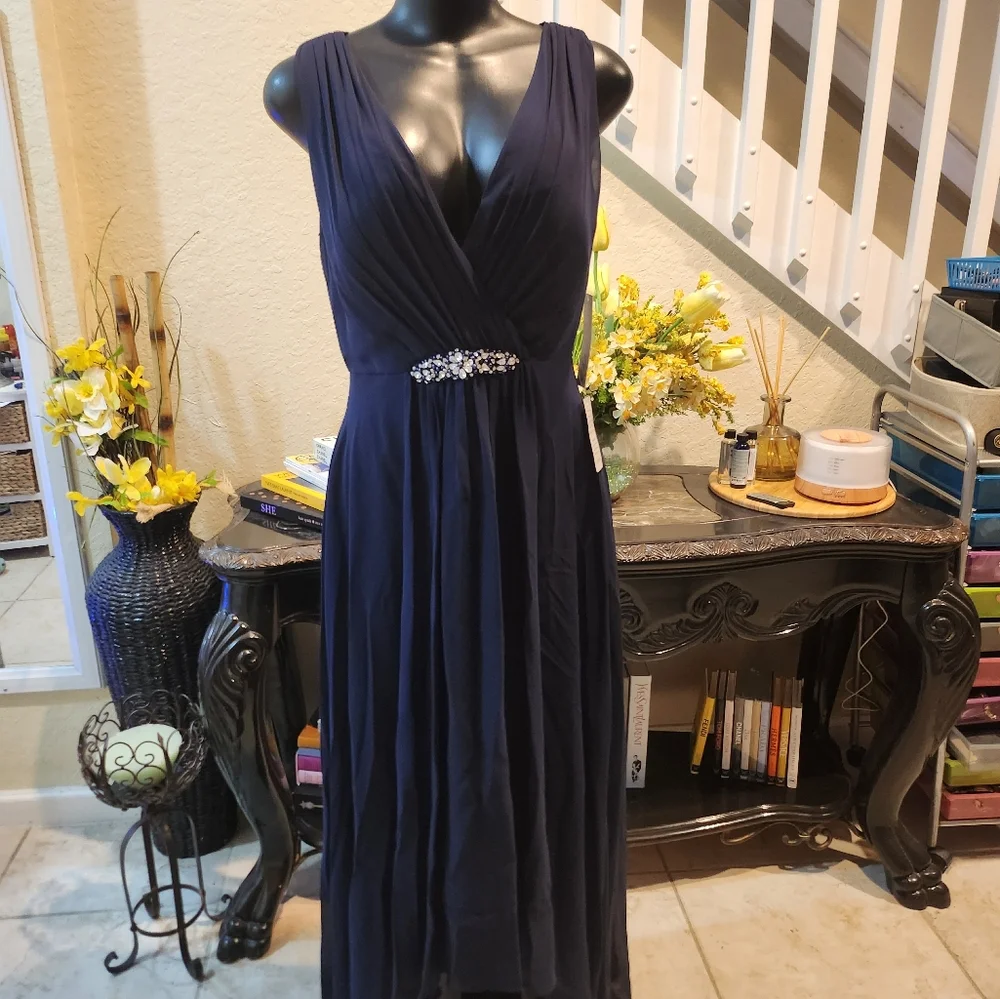Eliza J Embellished High Low Chiffon Dress size 10 NEW - Picture 3 of 10